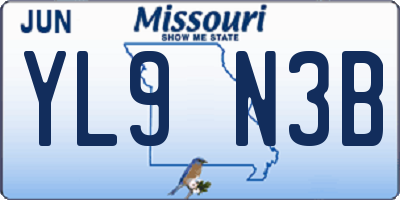 MO license plate YL9N3B