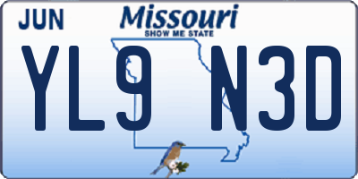 MO license plate YL9N3D
