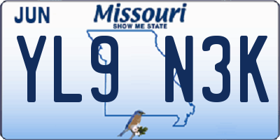 MO license plate YL9N3K