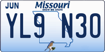 MO license plate YL9N3O
