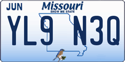 MO license plate YL9N3Q