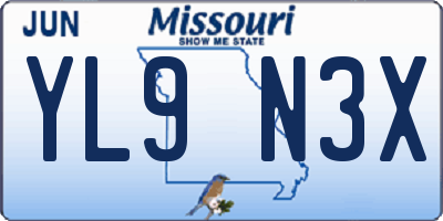 MO license plate YL9N3X