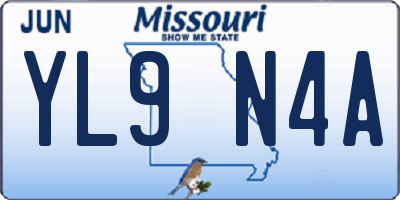 MO license plate YL9N4A