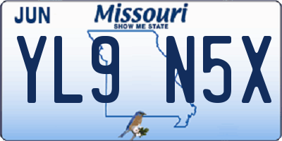MO license plate YL9N5X