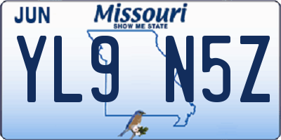 MO license plate YL9N5Z