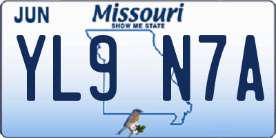 MO license plate YL9N7A
