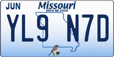MO license plate YL9N7D