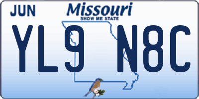 MO license plate YL9N8C
