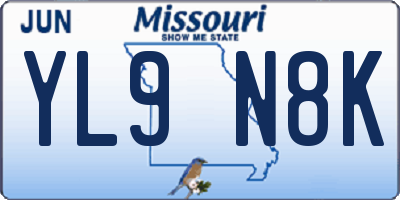 MO license plate YL9N8K