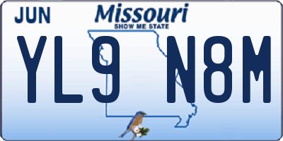 MO license plate YL9N8M