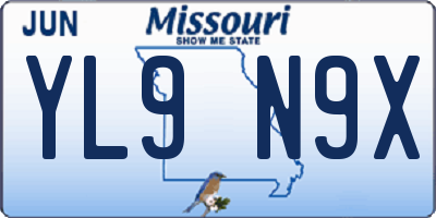MO license plate YL9N9X