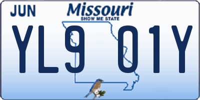 MO license plate YL9O1Y