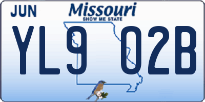 MO license plate YL9O2B