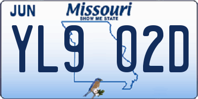 MO license plate YL9O2D