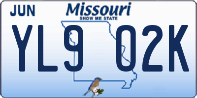 MO license plate YL9O2K