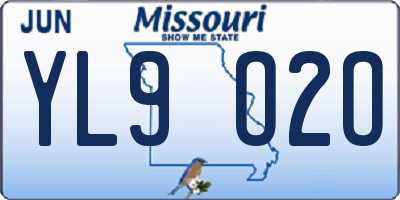 MO license plate YL9O2O