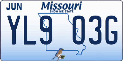 MO license plate YL9O3G