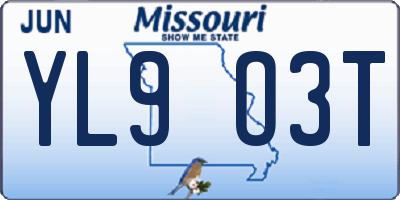 MO license plate YL9O3T