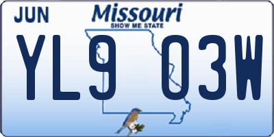 MO license plate YL9O3W