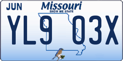 MO license plate YL9O3X