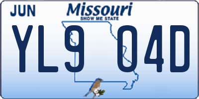 MO license plate YL9O4D