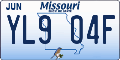 MO license plate YL9O4F