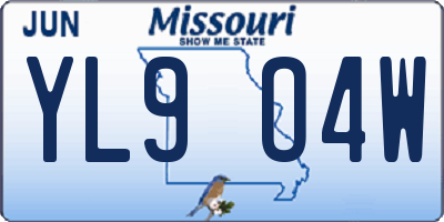 MO license plate YL9O4W