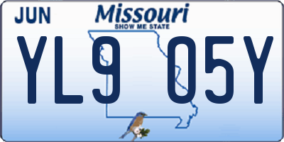 MO license plate YL9O5Y