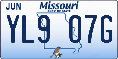 MO license plate YL9O7G
