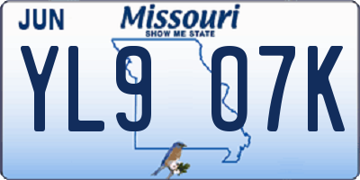MO license plate YL9O7K