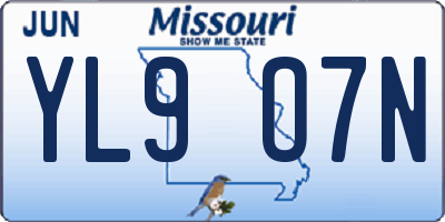 MO license plate YL9O7N