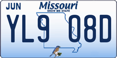 MO license plate YL9O8D