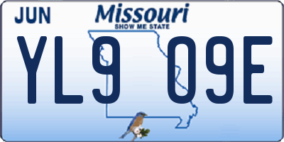 MO license plate YL9O9E