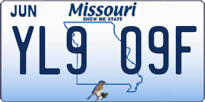 MO license plate YL9O9F