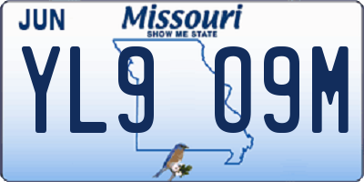MO license plate YL9O9M