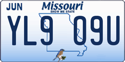 MO license plate YL9O9U