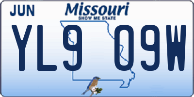 MO license plate YL9O9W
