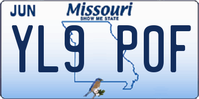 MO license plate YL9P0F
