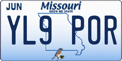 MO license plate YL9P0R