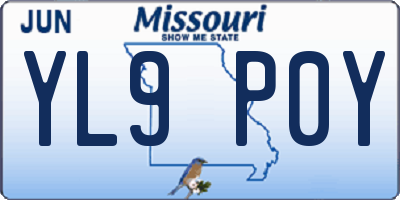MO license plate YL9P0Y