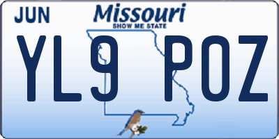 MO license plate YL9P0Z