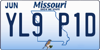 MO license plate YL9P1D