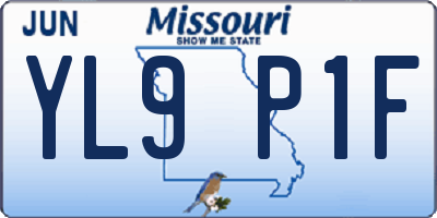 MO license plate YL9P1F