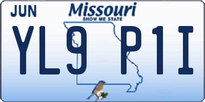 MO license plate YL9P1I