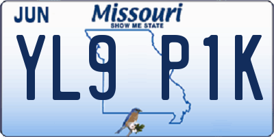 MO license plate YL9P1K