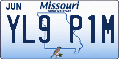 MO license plate YL9P1M