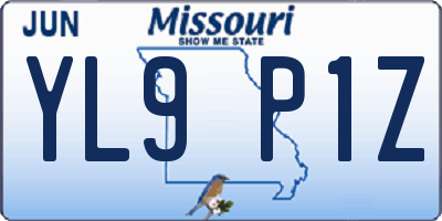 MO license plate YL9P1Z