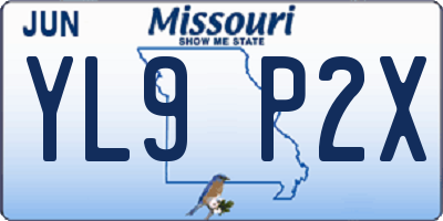MO license plate YL9P2X