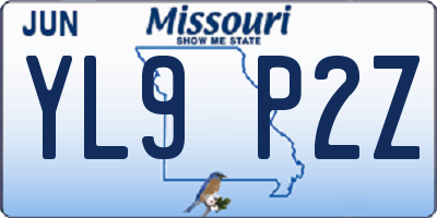 MO license plate YL9P2Z