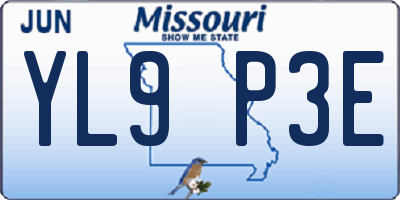 MO license plate YL9P3E